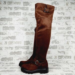 NEW Marc Fisher LTD Ganven Brown Lug Sole Over the Knee Boots M275